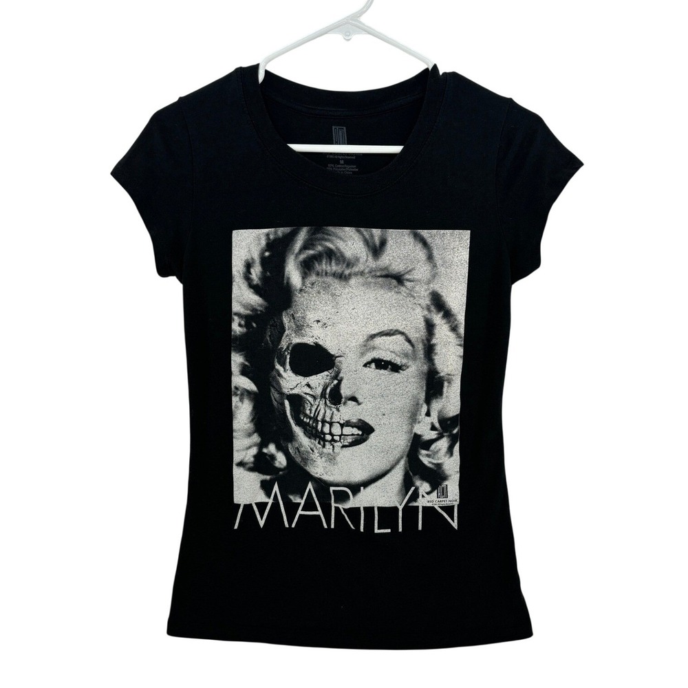 Marilyn Monroe T Shirt MEDIUM Black Skeleton Edgy Punk Rock Casual Glam Grunge